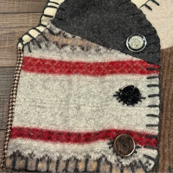 Baabaazuzu Vintage Wool Vest Womens Patchwork Sweater Lagenlook Boho S - Picture 4 of 8